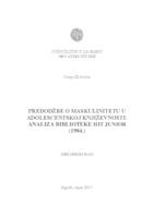Predodžbe o maskulinitetu u adolescentskoj književnosti: analiza biblioteke Hit junior (1984)