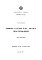 Odnos kategorije roda i broja u hrvatskom jeziku