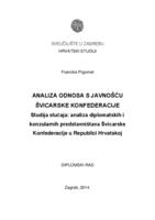 Analiza odnosa s javnošću Švicarske Konfederacije - Studija slučaja: analiza diplomatskih i konzularnih predstavništava Švicarske Konfederacije u Republici Hrvatskoj