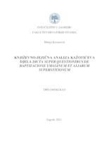 Književno-jezična analiza Kažotićevog djela Dicta super quaestionibus de baptizatione imaginum et aliarum superstitionum