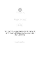 "Politički i vojni odnosi na području sjeverne Hercegovine od 1992. do 1994. godine"