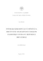 Interakcijski rituali i uspostava društvene solidarnosti tijekom pandemije COVID-19 u Republici Hrvatskoj