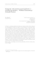 Kategorija »ekscentrične pozicionalnosti« u teološkoj perspektivi – Wolfhart Pannenberg i Helmuth Plessner