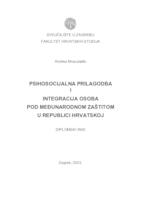 Psihosocijalna prilagodba i integracija osoba pod međunarodnom zaštitom u Republici Hrvatskoj