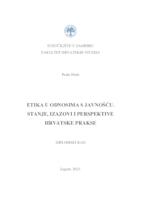 Etika u odnosima s javnošću. Stanje, izazovi i perspektive hrvatske prakse