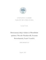 Renesansna ideja vladara u filozofskim spisima (Niccolo Machiavelli, Erazmo Roterdamski, Faust Vrančić)