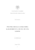 Politika kralja Aleksandra Karađorđevića od 1921. do 1934. godine