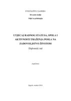 Utjecaj radnog statusa, spola i aktivnosti traženja posla na zadovoljstvo životom