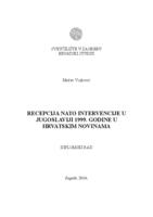 Recepcija NATO intervencije u Jugoslaviji 1999. godine u hrvatskim novinama