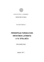 prikaz prve stranice dokumenta Percepcija Turaka kod hrvatskih latinista u 16. stoljeću