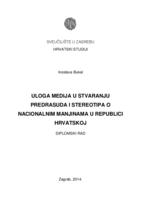 prikaz prve stranice dokumenta Uloga medija u stvaranju predrasuda i stereotipa o nacionalnim manjinama u Republici Hrvatskoj