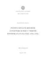 prikaz prve stranice dokumenta Institucionalne reforme avinjonske kurije u vrijeme pontifikata  Ivana XXII. (1316.-1334.)