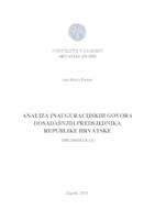 prikaz prve stranice dokumenta Analiza inauguracijskih govora dosadašnjih predsjednika Republike Hrvatske