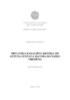 prikaz prve stranice dokumenta Hrvatska kazališna kritika od Antuna Gustava Matoša do našega vremena