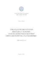 prikaz prve stranice dokumenta Upravljanje društvenim mrežama u turizmu: analiza komunikacije Poreč Open Air Festivala na Facebooku