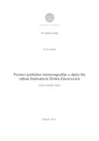 prikaz prve stranice dokumenta Počeci kritičke historiografije u djelu De rebus Dalmaticis Dinka Zavorovića
