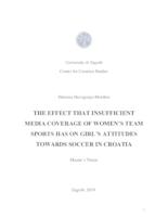 prikaz prve stranice dokumenta Analiza medijsko pokrivenost ženskih ekipnih sportova i stavova djevojčica prema nogometu u Hrvatskoj