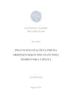 prikaz prve stranice dokumenta Pravni položaj žene prema srednjovjekovnim statutima Dubrovnika i Splita