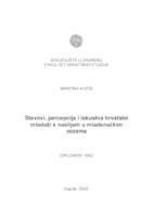 prikaz prve stranice dokumenta Stavovi, percepcija i iskustva hrvatske mladeži s nasiljem u mladenačkim vezama