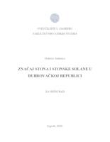 prikaz prve stranice dokumenta Značaj Stona i stonske Solane u Dubrovačkoj Republici