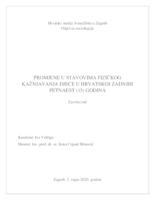 prikaz prve stranice dokumenta Promjene u stavovima prema fizičkom kažnjavanju djece u Hrvatskoj zadnjih petnaest godina