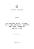 prikaz prve stranice dokumenta Povjerenje u medije studenata Sveučilišta u Zagrebu s obzirom na njihovo formalno obrazovanje