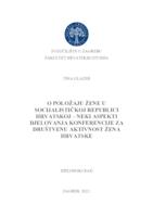 prikaz prve stranice dokumenta O položaju žene u Socijalističkoj Republici Hrvatskoj - djelovanje Konferencije za društvenu aktivnost žena Hrvatske