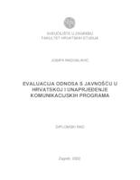 prikaz prve stranice dokumenta Evaluacija odnosa s javnošću u Hrvatskoj i unaprjeđenje komunikacijskih programa