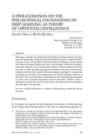 prikaz prve stranice dokumenta A Prolegomenon on the Philosophical Foundations of Deep Learning as Theory of (Artificial) Intelligence