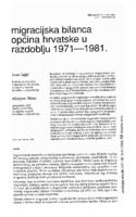 prikaz prve stranice dokumenta Migracijska bilanca općina Hrvatske u razdoblju 1971-1981.