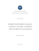 prikaz prve stranice dokumenta Književno-povijesna analiza Kunićeva govora "Clemente XIII P.M. renunciato oratio"
