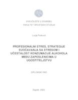 prikaz prve stranice dokumenta Profesionalni stres, strategije suočavanja sa stresom i učestalost konzumacije alkohola među zaposlenicima u ugostiteljstvu