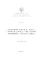 prikaz prve stranice dokumenta Renesansno poimanje ljubavi i ljepote u kontekstu filozofske misli Nikole Vitova Gučetića