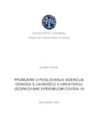prikaz prve stranice dokumenta Promjene u poslovanju agencija odnosa s javnošću u Hrvatskoj uzrokovane epidemijom COVID-19
