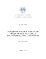 prikaz prve stranice dokumenta Percepcija utjecaja društvenih mreža na imidž političara i političkih stranaka u Hrvatskoj