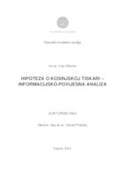 prikaz prve stranice dokumenta HIPOTEZA O KOSINJSKOJ TISKARI –  INFORMACIJSKO-POVIJESNA ANALIZA