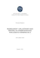 prikaz prve stranice dokumenta Raznolikost i uključivost kao kriterij za odabir budućeg poslodavca generacije Z