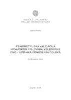 prikaz prve stranice dokumenta Psihometrijska validacija hrvatskog prijevoda Melbourne DMQ - upitnika donošenja odluka