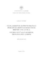 prikaz prve stranice dokumenta Uloga kriznog komuniciranja i percepcija reputacijske štete brendu Coca-Cola. Studija slučaja navodnog trovanja 2023. godine