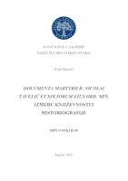 prikaz prve stranice dokumenta Documenta martyrii B. Nicolai Tavelić et sociorum eius Ord. Min. između književnosti i historiografije