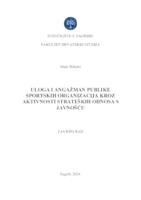 prikaz prve stranice dokumenta Uloga i angažman publike sportskih organizacija kroz aktivnosti strateških odnosa s javnošću