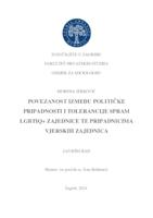 prikaz prve stranice dokumenta Povezanost između političke pripadnosti i tolerancije spram LGBT zajednice te pripadnicima vjerskih