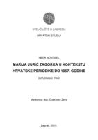 prikaz prve stranice dokumenta Marija Jurić Zagorka u kontekstu hrvatske periodike do 1957.