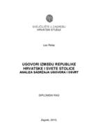 prikaz prve stranice dokumenta Ugovori između Republike Hrvatske i Svete Stolice - analiza sadržaja ugovora i osvrt