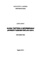 prikaz prve stranice dokumenta Uloga Twittera u informiranju javnosti tijekom poplava 2014.